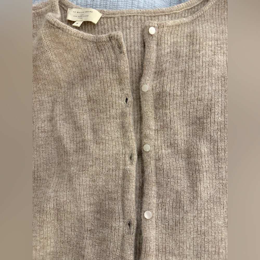 NWOT Sezane Gaspard Cardigan Beige Size M - Picture 4 of 4